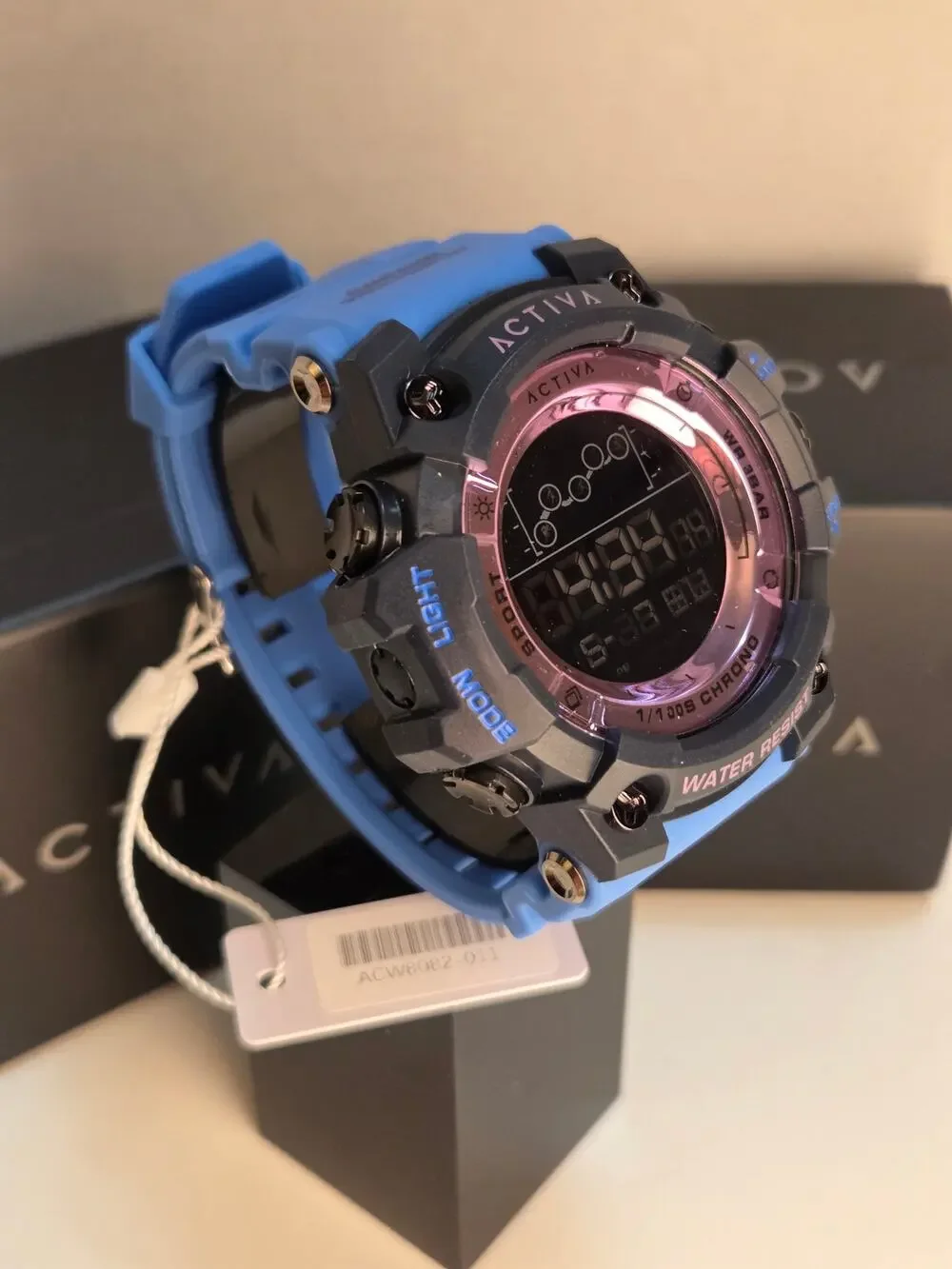 Activa X Invicta ACW8082-011 Digital shock Sport Watch Blue Pink 50mm New NIB